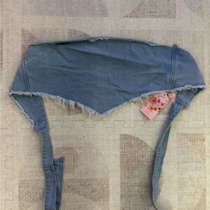 SHEIN Denim bandeau top with tie in the back